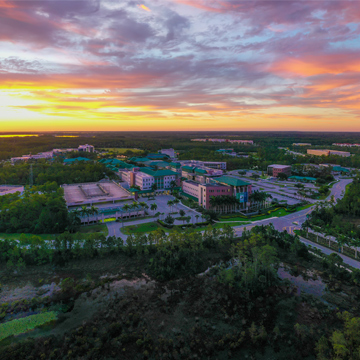 Sunset photo of FGCU campus