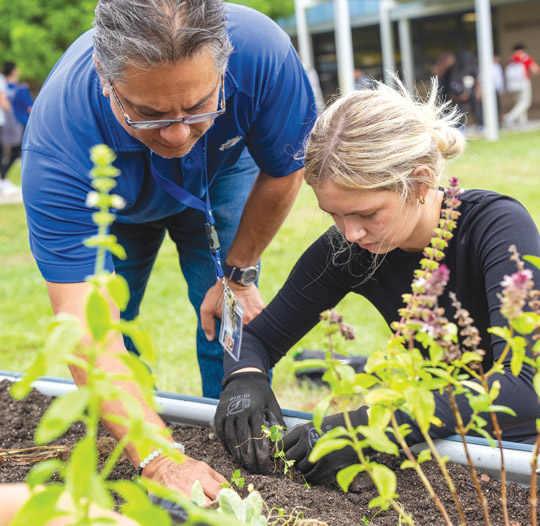 Students planting a school garden