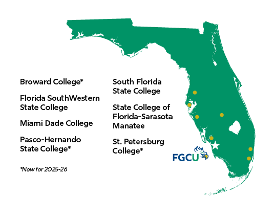 Destination FGCU partner institutions graphic