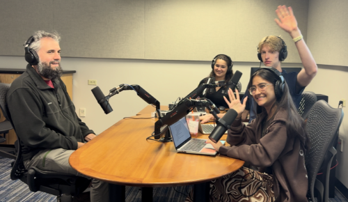 Wingspan Podcast hosts with FGCUI Professor Dr. Andrew Durso