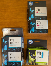 Printer Cartridges HP 711 Black (2) Magenta (2) Cyan (3)