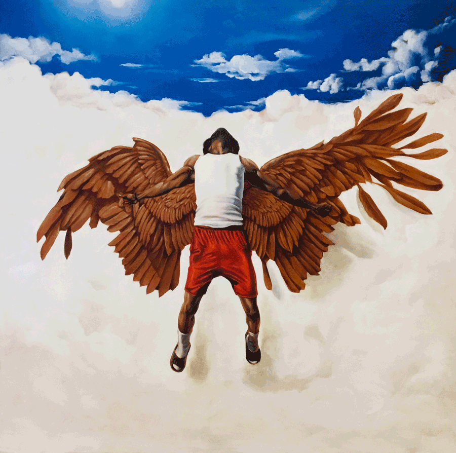 Paul Firmin, Fall from Freedom, 2022, Oil on canvas, 60 x 60 in.