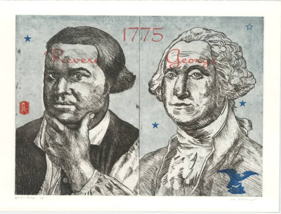 Peter Massing (American, b. 1956). Revere George, 2010. Etching and drypoint engraving. 15 x 20 in. Gift of Peter Massing, Collection of FGCU Art Galleries. 2022.0002.0207 Peter Massing (American, b. 1956). Revere George, 2010. Etching and drypoint engraving. 15 x 20 in. Gift of Peter Massing, Collection of FGCU Art Galleries. 2022.0002.0207