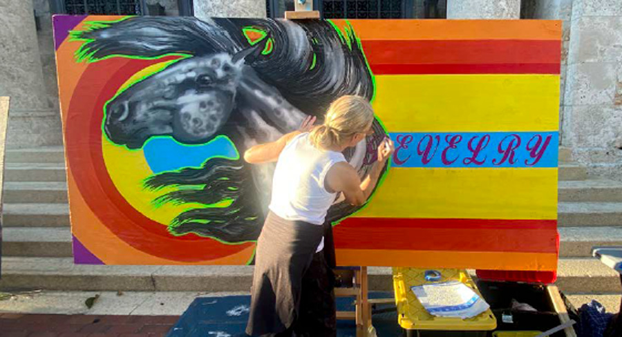 Tracie Thompson. Group Therapy, 2026. Acrylic on plywood, 4 x 8 ft. Tracie Thompson. Group Therapy, 2026. Acrylic on plywood, 4 x 8 ft.