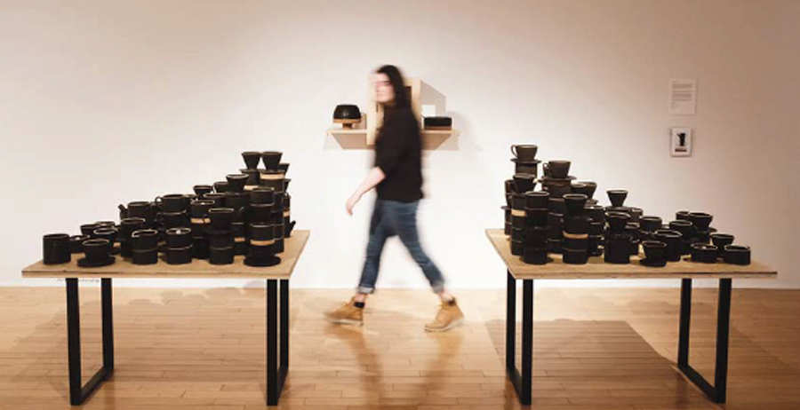 Jordan Blankenship pictured during installation of her 2022 MFA exhibition, University Art Gallery, College of Visual and Performing Arts, UMass Dartmouth. Photo by Reba Jenson Jordan Blankenship pictured during installation of her 2022 MFA exhibition, University Art Gallery, College of Visual and Performing Arts, UMass Dartmouth. Photo by Reba Jenson