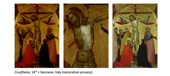 Crcucifixion 14th c siennese italy restoration process