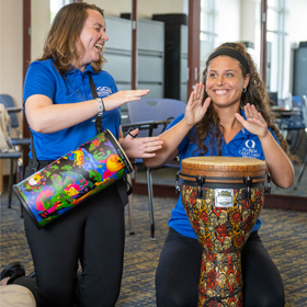 Music Therapy students playing drums