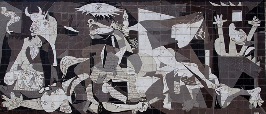 large tiled mural after Picasso's famous painting "Guernica". Photo by Tony Hisgett, 2009 in Guernica y Luno, Euskadi, Espana