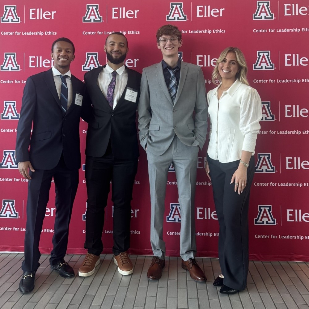Competition team presenters Wesley Gordon and Marcus Wallace, and student researchers Kennedy Owens and Rex Weese