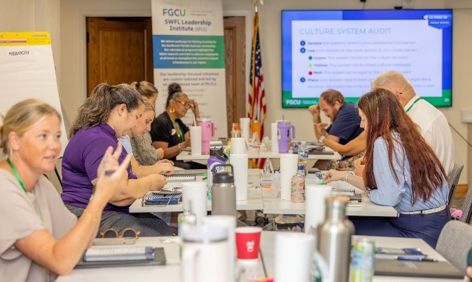 Leadership workshop participants explored performance management, decision-making and leading through change during sessions led by FGCU business faculty.