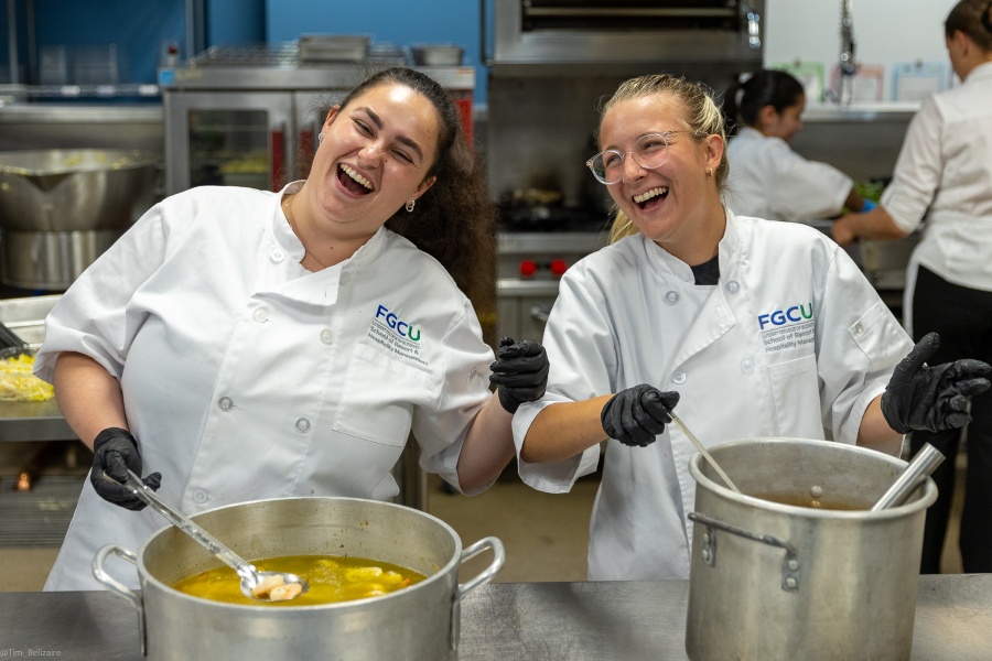 students cooking in the kitchen