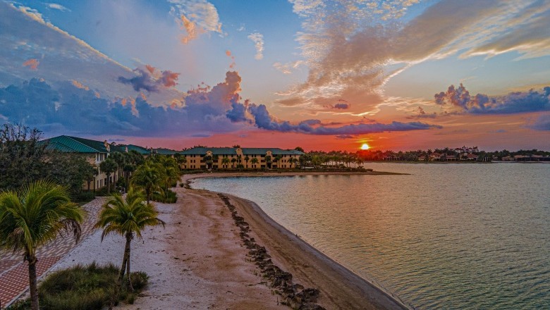 FGCU beachfront aerial sunset