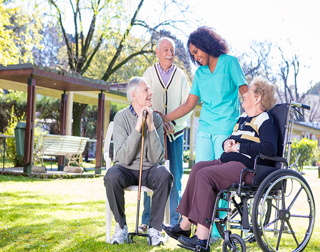 Senior Care provider with a group of seniors