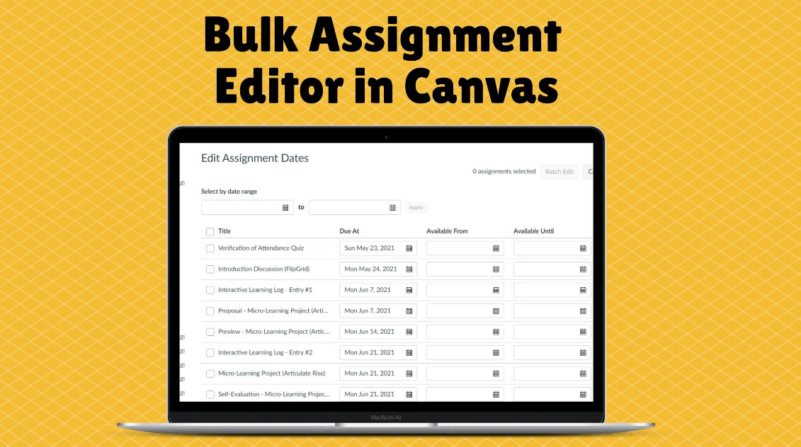 Prep for a New Semester with the Bulk Assignment Editor in Canvas