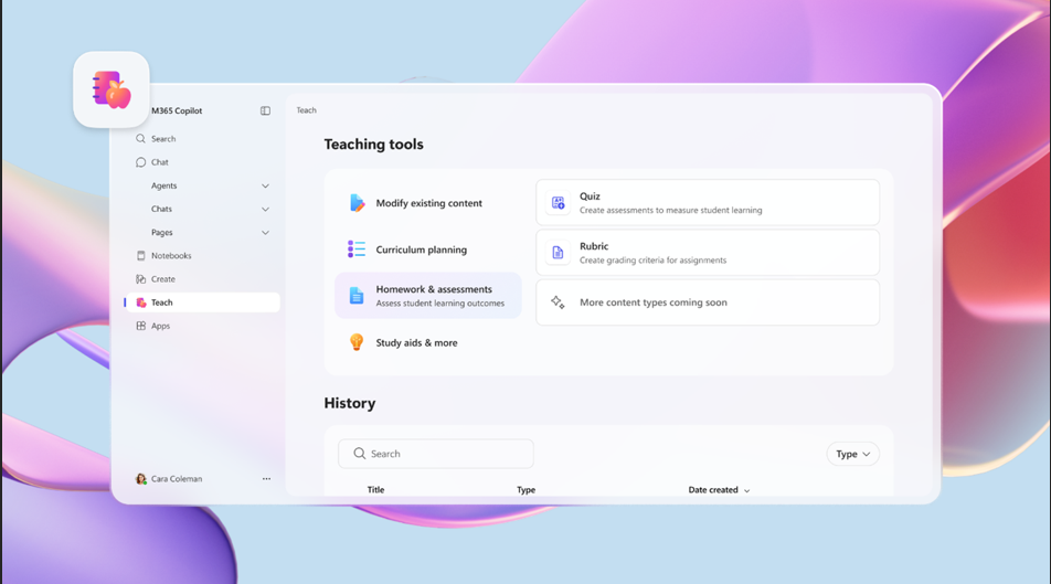 an apple screen grab of Microsoft copilot's teaching tools