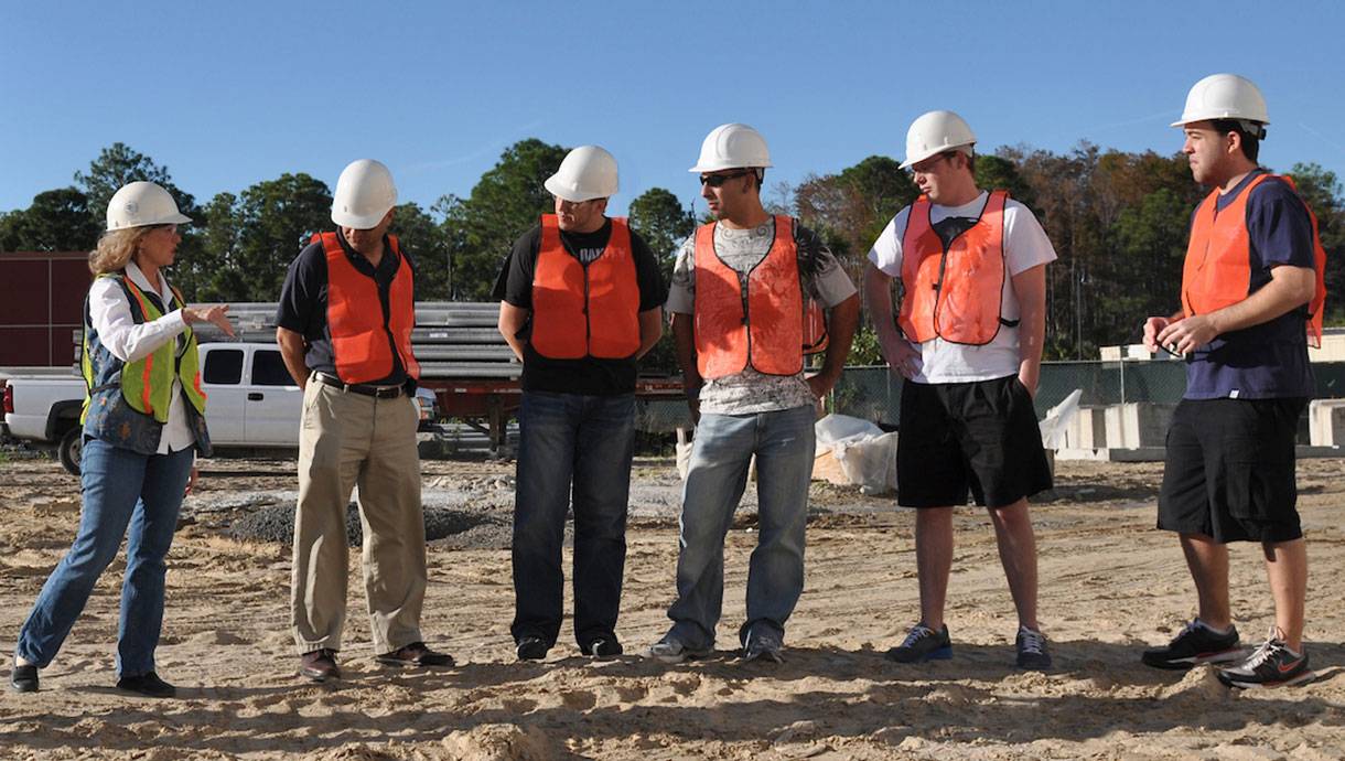 Construction Management students on a job site