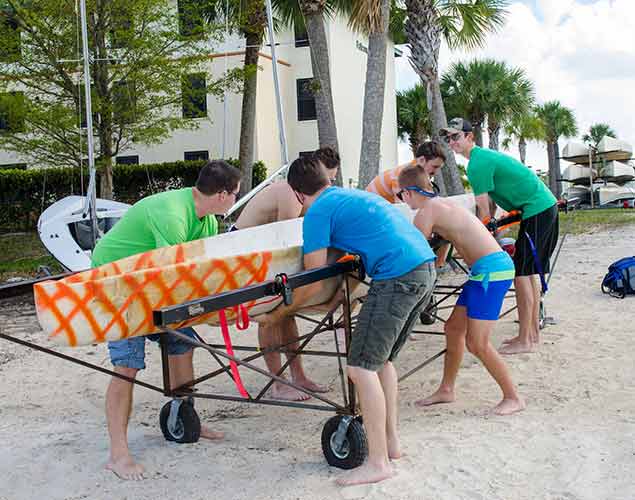 Photo of concrete canoe built by FGCU engineering students