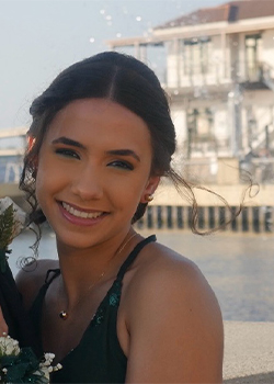 Smiling woman in a dress