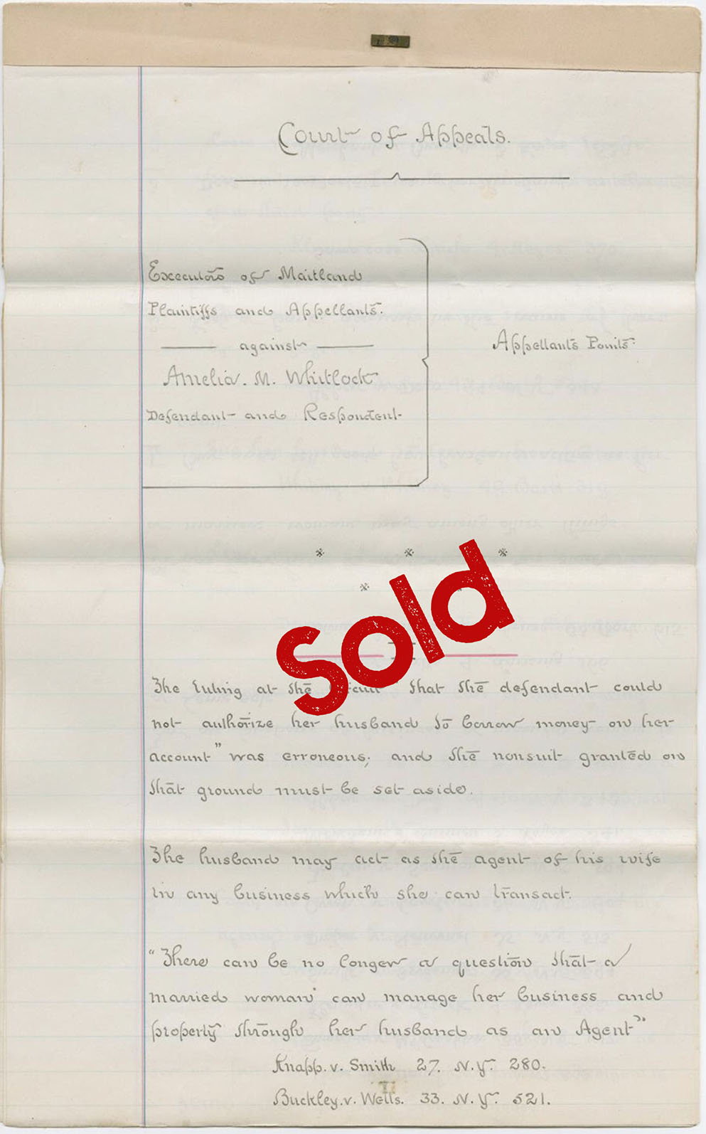Sold Women's Property Documents