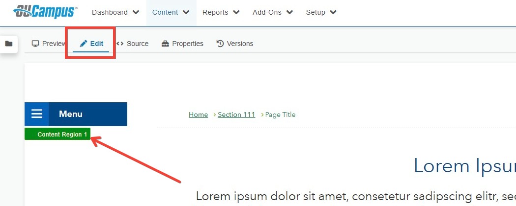 Edit Content Region