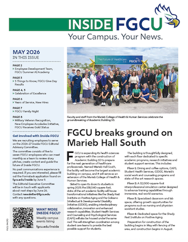 Inside FGCU Newsletter May 2026 Inside FGCU Newsletter May 2026