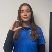 Image of FGCU GIDDI staff signing C Curve your fingers and thumb to make a "C" shape.