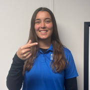 FGCU GIDDI employee signing G Point your index finger forward and your thumb parallel to it. Curl your other fingers into your palm. Rotate your hand so your palm is facing sideways.