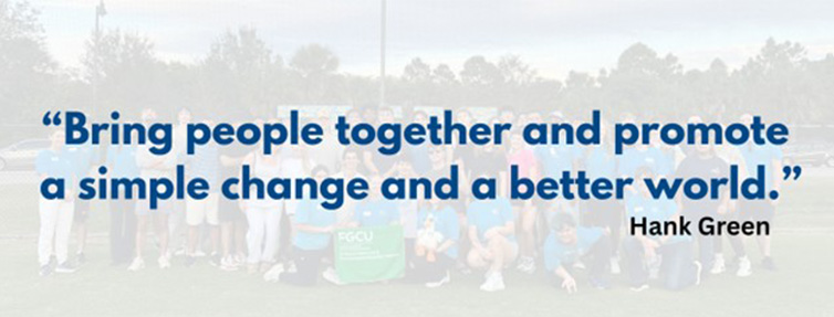 GIDDI quote for seminars Bring People Together and promote a simple change and a better world- hank green