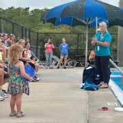 Image of SAFE KIDS representative educating in Special Needs Swim Safety Day on safe swim