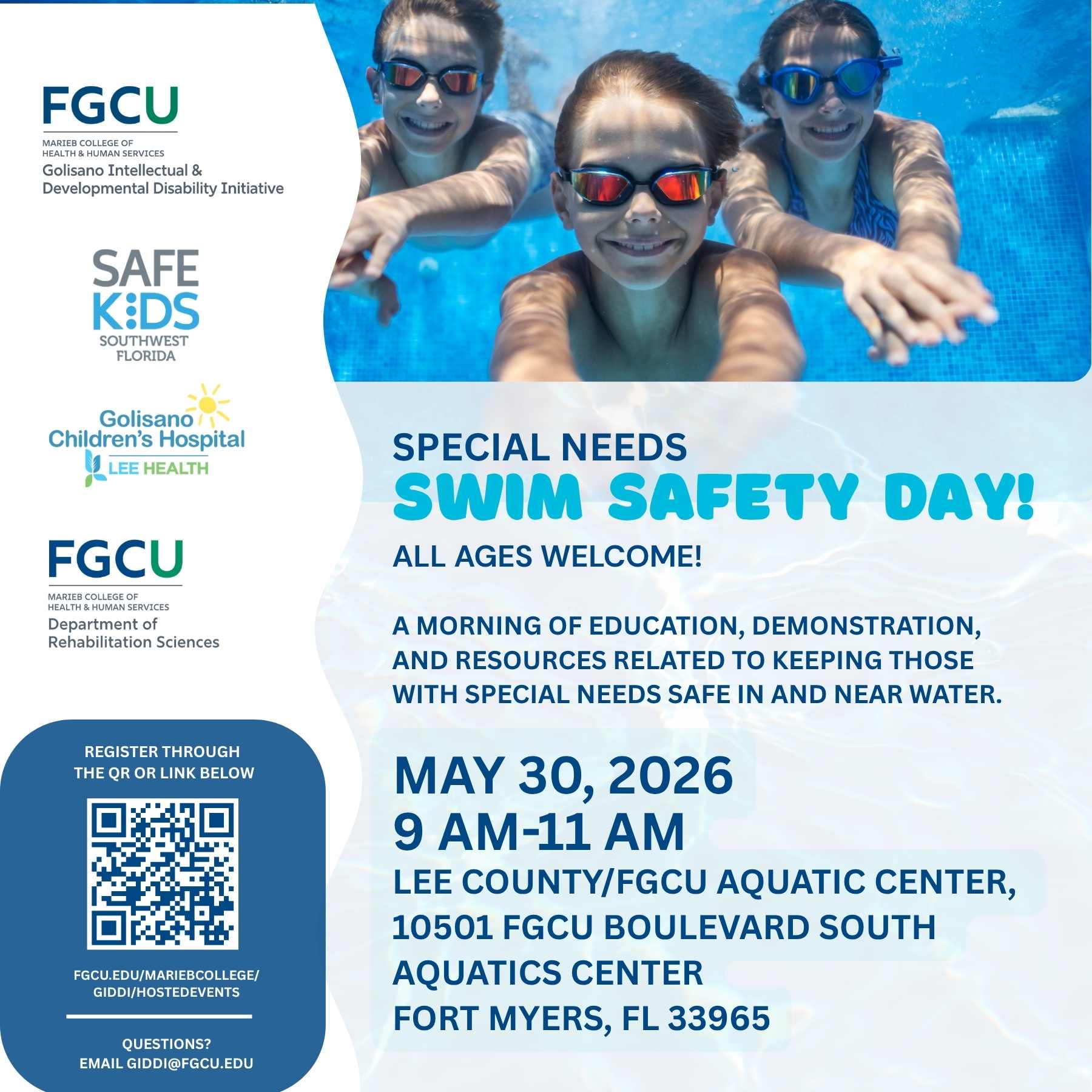 Image of Special Nees Swim Safety Day flyer