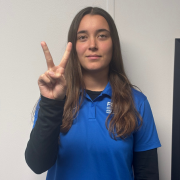 FGCU GIDDI employee signing V Point your index and middle fingers up, but spread them apart (like a peace sign).