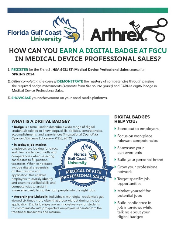Arthrex Medical Device Professional Sales badge program registration information photo
