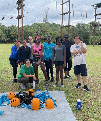 Maxym Fairall with members of TRIO at FGCU Challenge Course