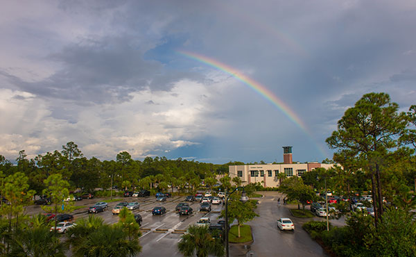 Rainbow over Cohen Student Union
