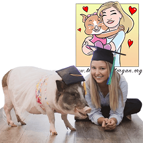 Makenzie Whitaker and Olive her Service Pig