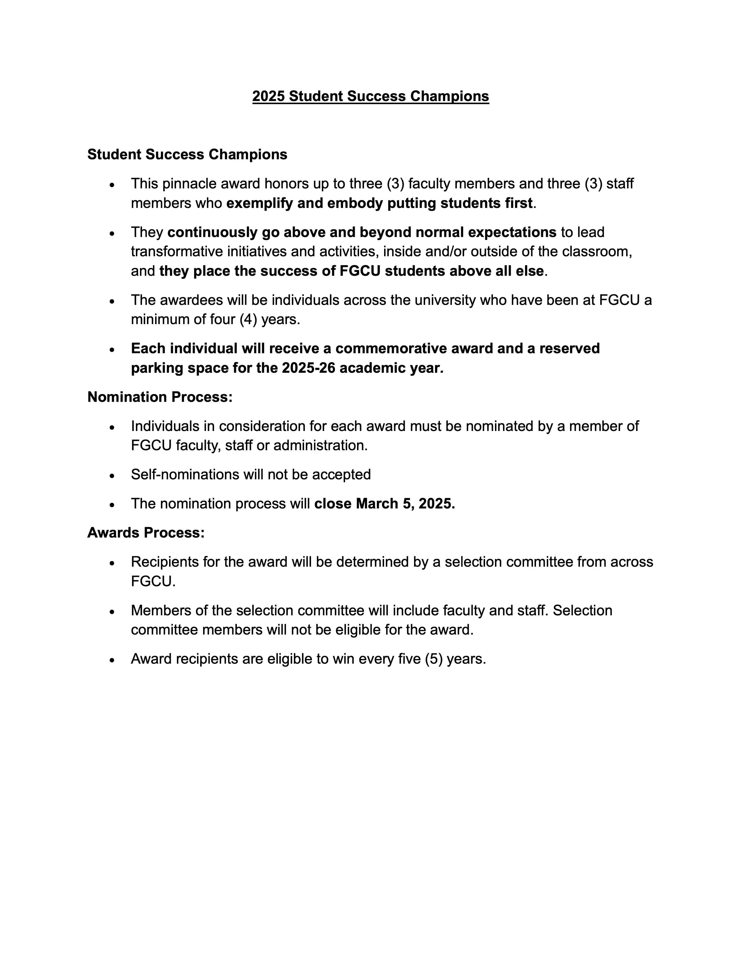 SS&EM Award Process