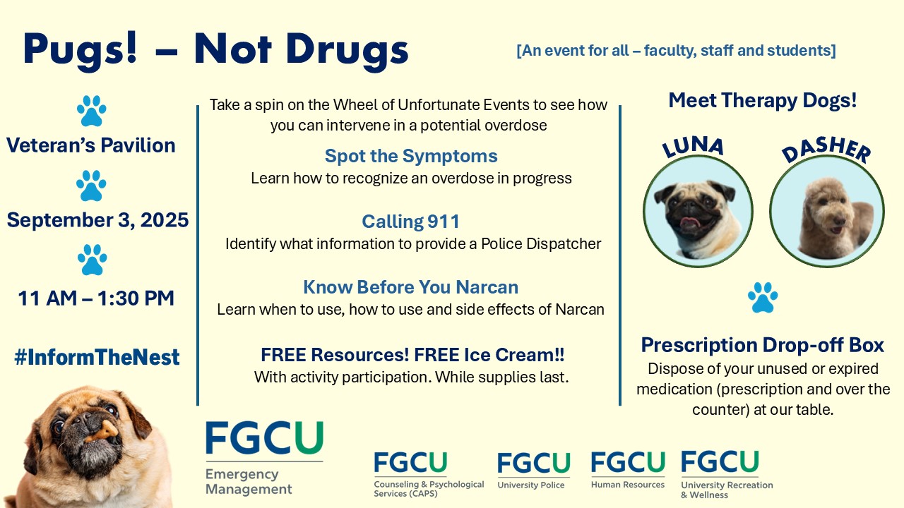 Pugs not Drugs Flyer event flyer- September 3rd 2025