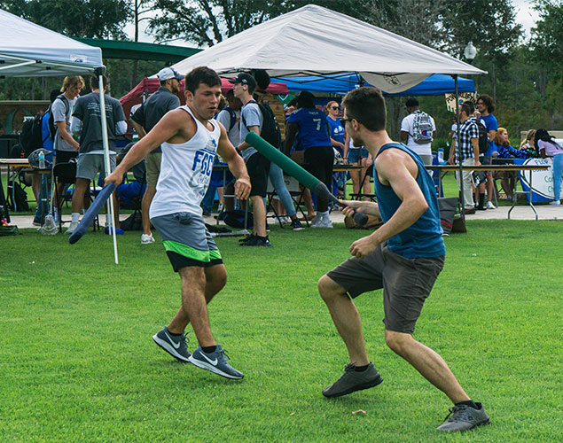 2 people practicing Medieval Combat