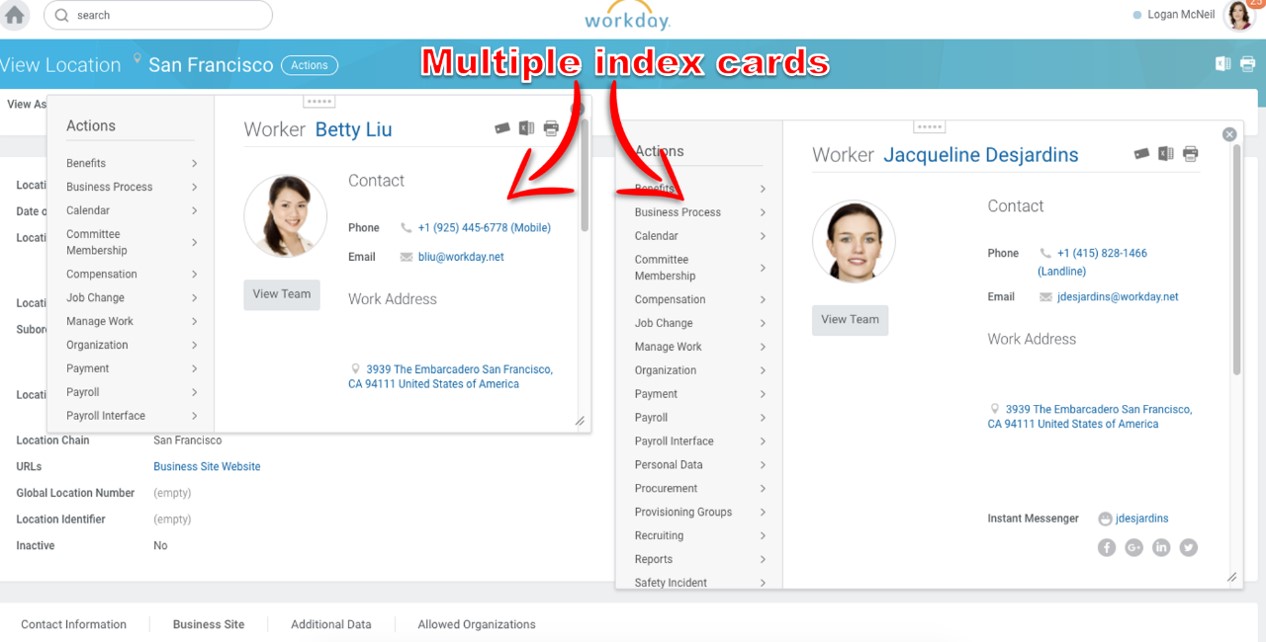 Workday hack multiple index cards