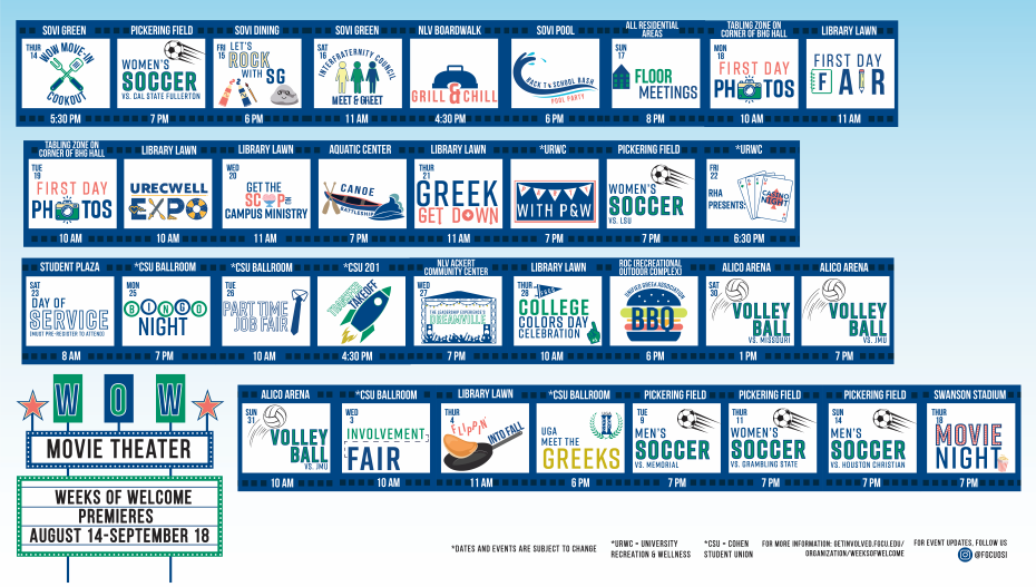 Weeks of Welcome daily calendar